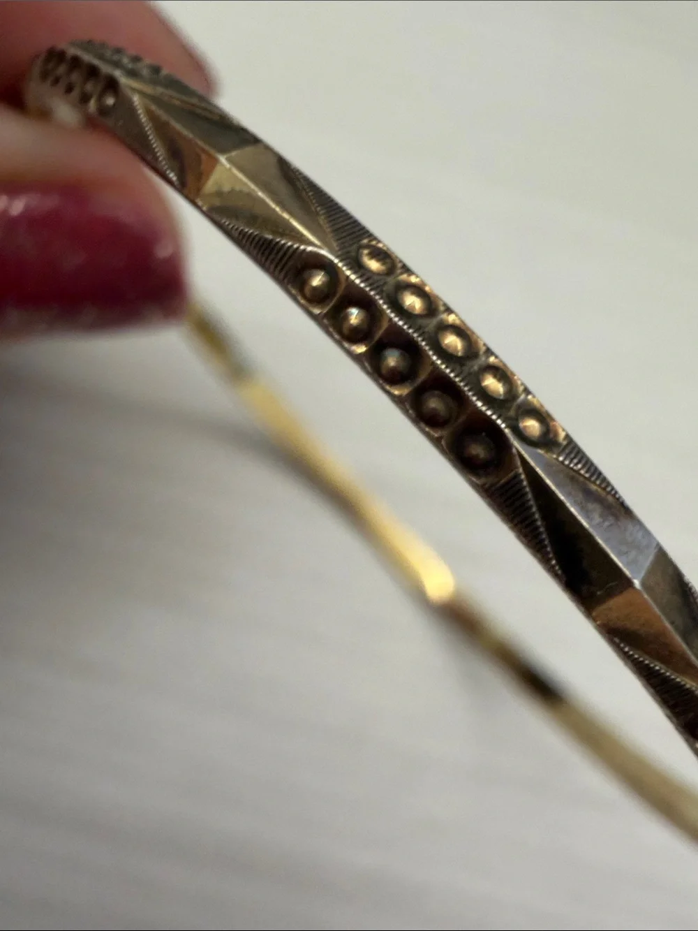 Sterling silver Gold-Tone Faceted Women's Bangle with Beaded Accent